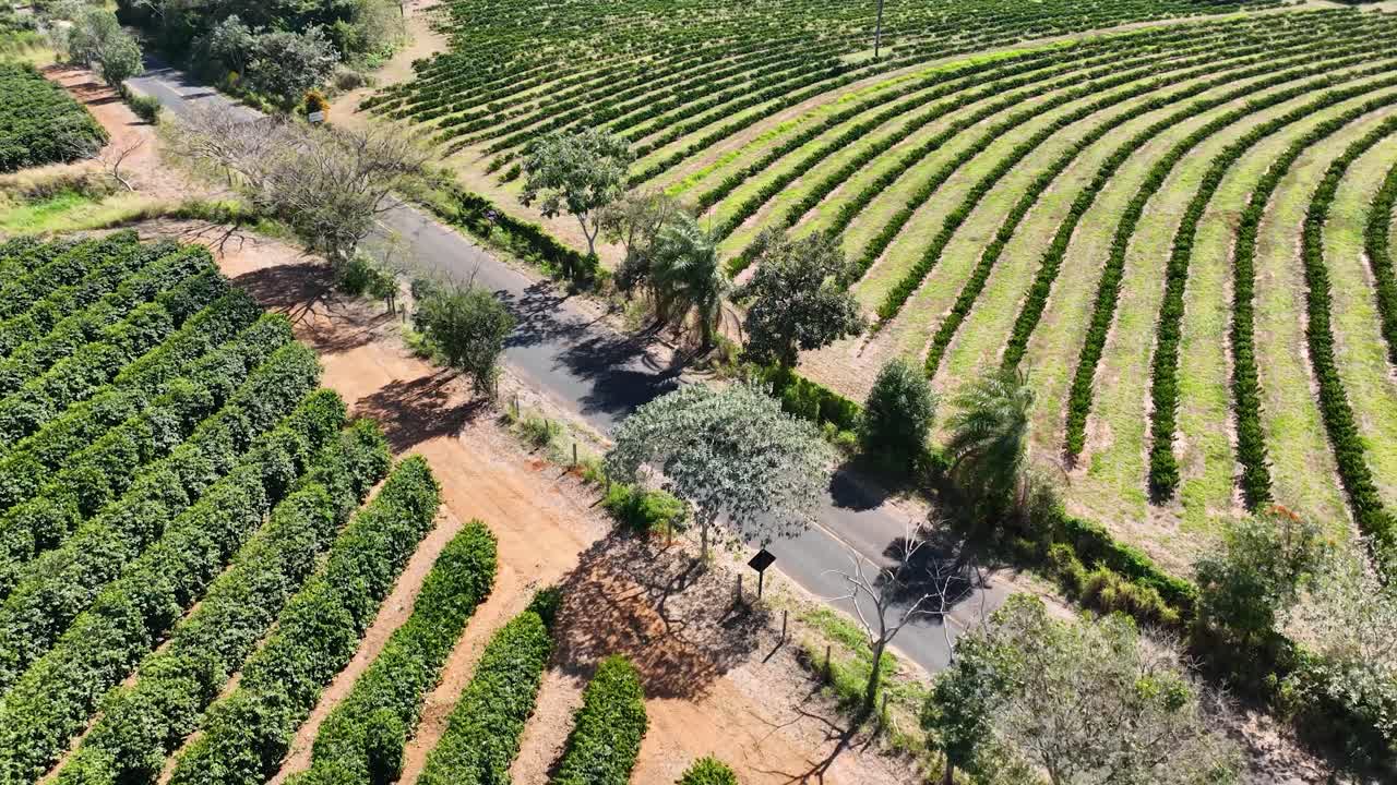 Vehicle at scenic rural agriculture field landscape. Agribusiness countryside scenery. Farm land scenery. Agro business. Agro industry. Outdoor agriculture field