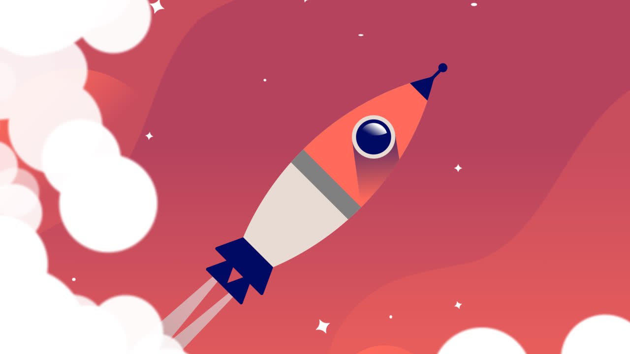 Motion Graphic of Modern rocket composition with flat design