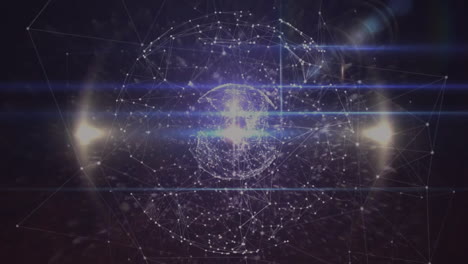 animación de la red de conexiones con globo sobre fondo negro