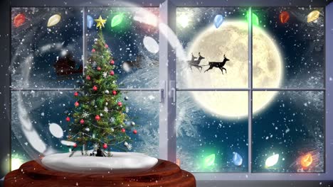 Süße-Weihnachtsanimation-Des-Weihnachtsbaums-In-Der-Nähe-Des-Fensters-Bei-Nacht-4k