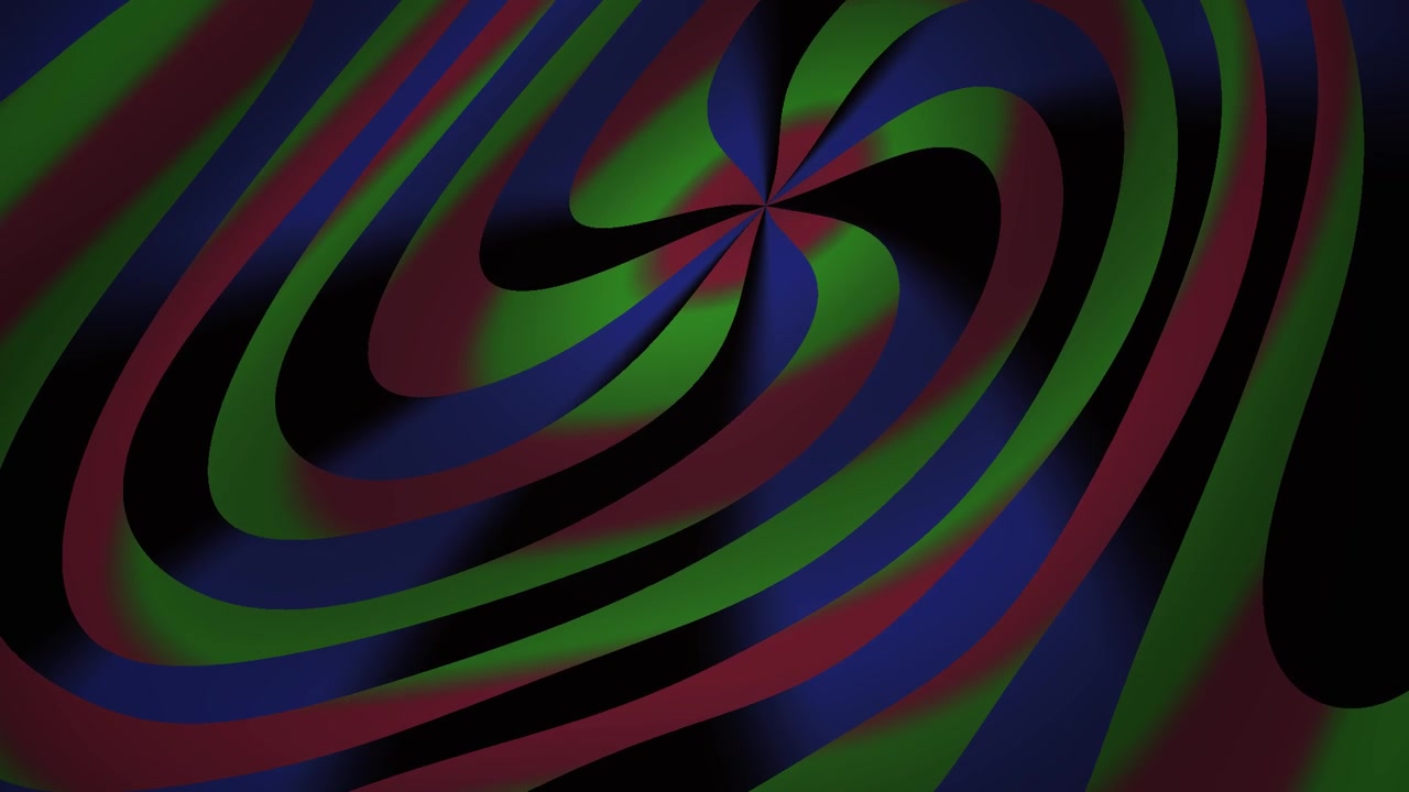 Abstract Rotating Spiral Animation with Wavy Green and Blue Patterns