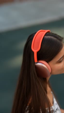 woman with headphones