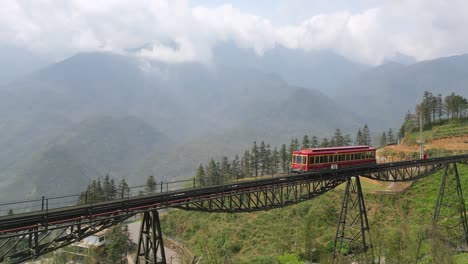muong hoa funicular from fansipan mountain in lao cai, sapa, vietnam. - pan shot