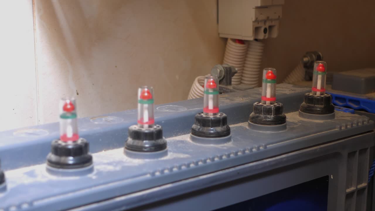 Closeup view of battery caps