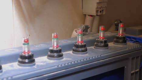 closeup view of battery caps
