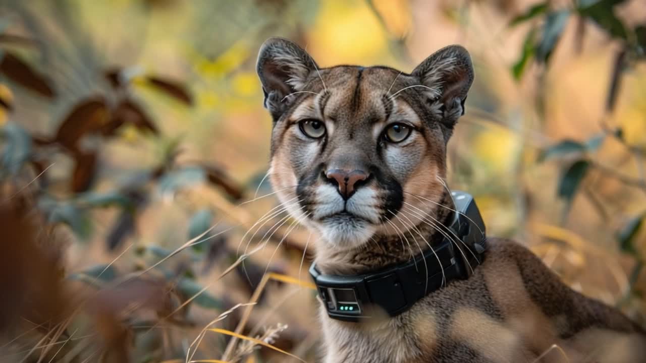 Cougar with GPS Tracking Collar