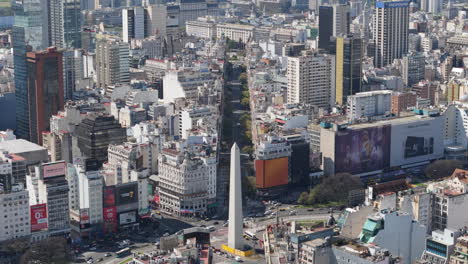aerial view of obelisk and buenos aires city downtown, argentina