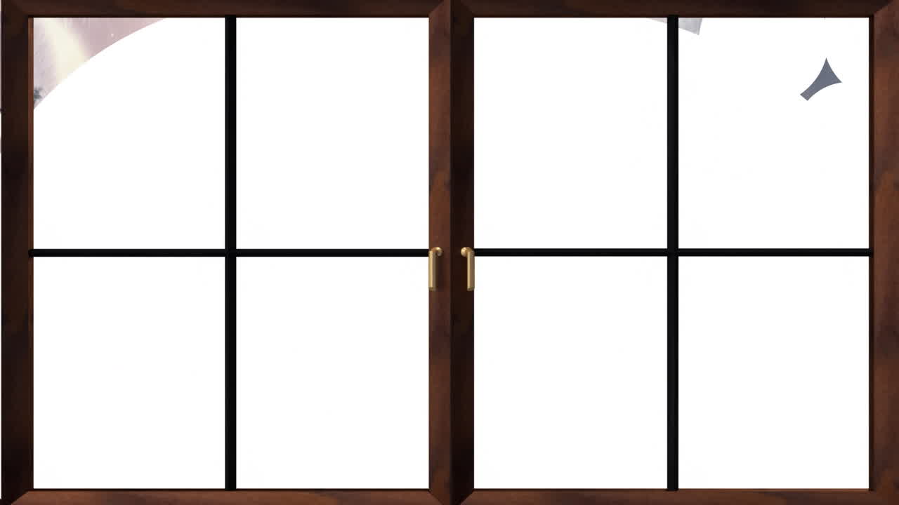 animación de la nieve de navidad cayendo vista a través de la ventana