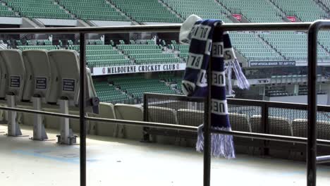 the melbourne cricket ground is deserted during the coronavirus lockdown in victoria, australia