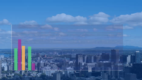 animation of data processing over cityscape