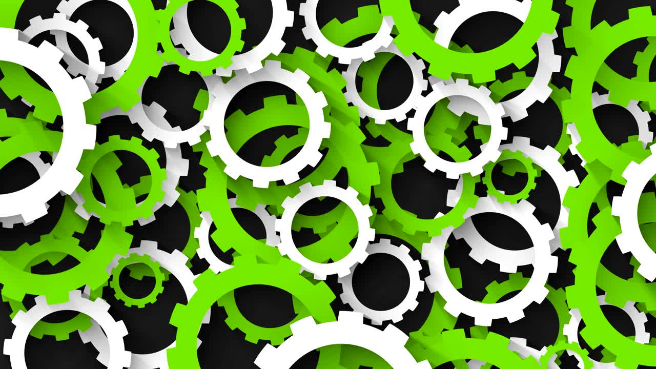 fondo industrial abstracto con engranajes verdes y blancos