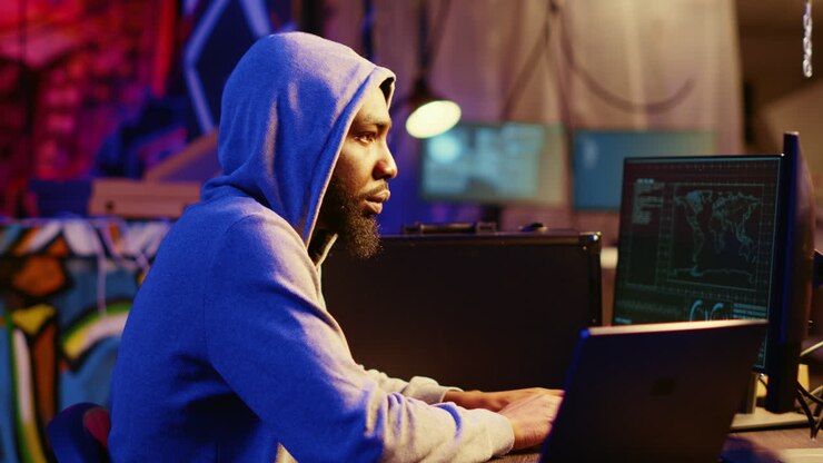 Hacker che usa la VPN per mascherare l'identità online