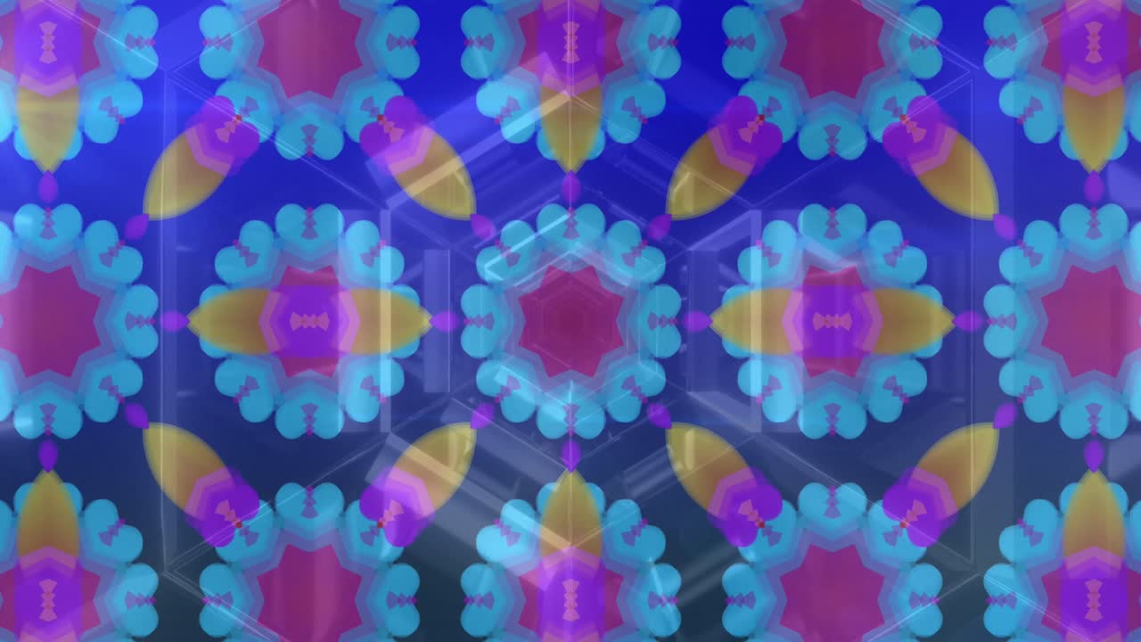 디지털 터널 위에서 움직이는 모양의 애니메이션