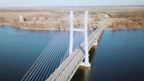 aerial of a suspension bridge crossing the mississippi river near burlington iowa suggests american infrastructure 5