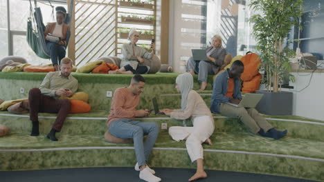 modern co-working space with diverse employees