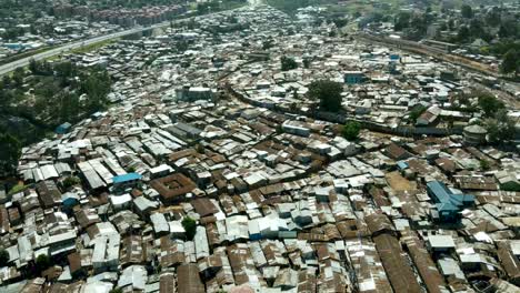 aerial overview of kibera slum a neighborhood of nairobi city