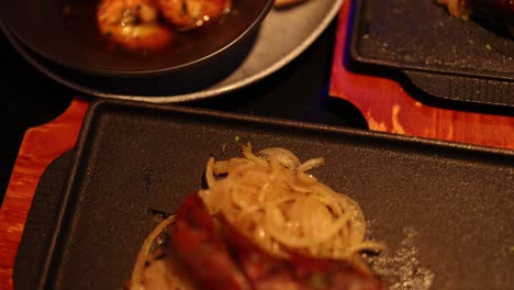 delicious sausage and prawn meal with bread