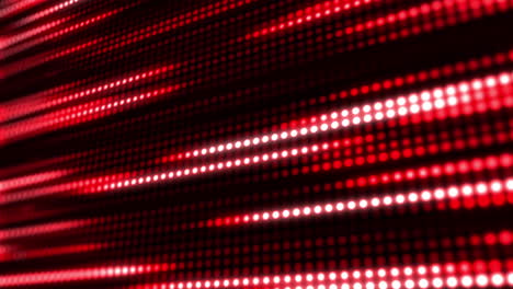 grid of red glowing pixel dots. effect of movement festive illumination lines. blurred electronic display background. looped animation graphics.