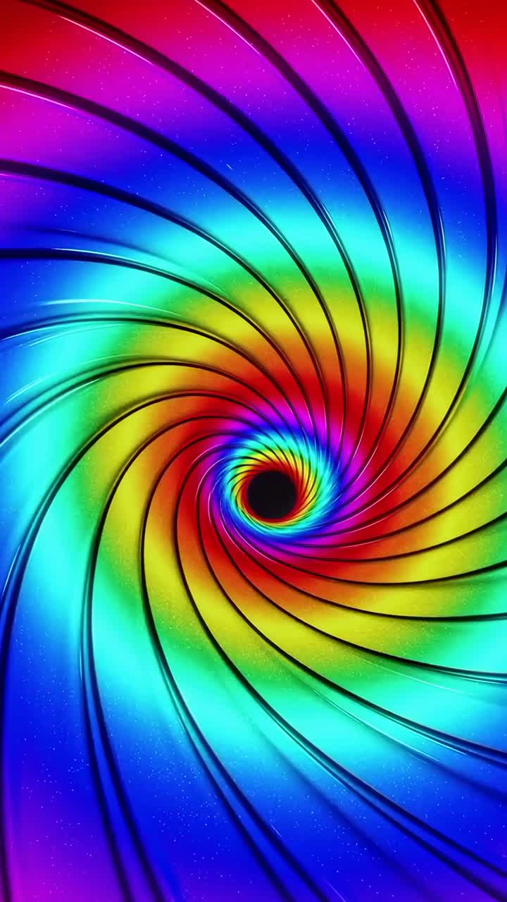 Vibrant spiral pattern with a top-down angle, resembling a colorful vortex video effect, Live mobile
