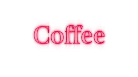 coffee sign in red neon on white background