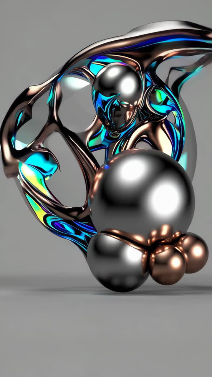 Abstract Metallic and Iridescent Sphere Composition