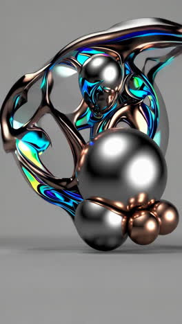 abstract metallic and iridescent sphere composition