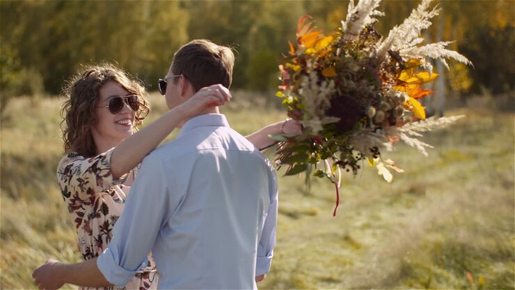 Embracing happiness in natural setting