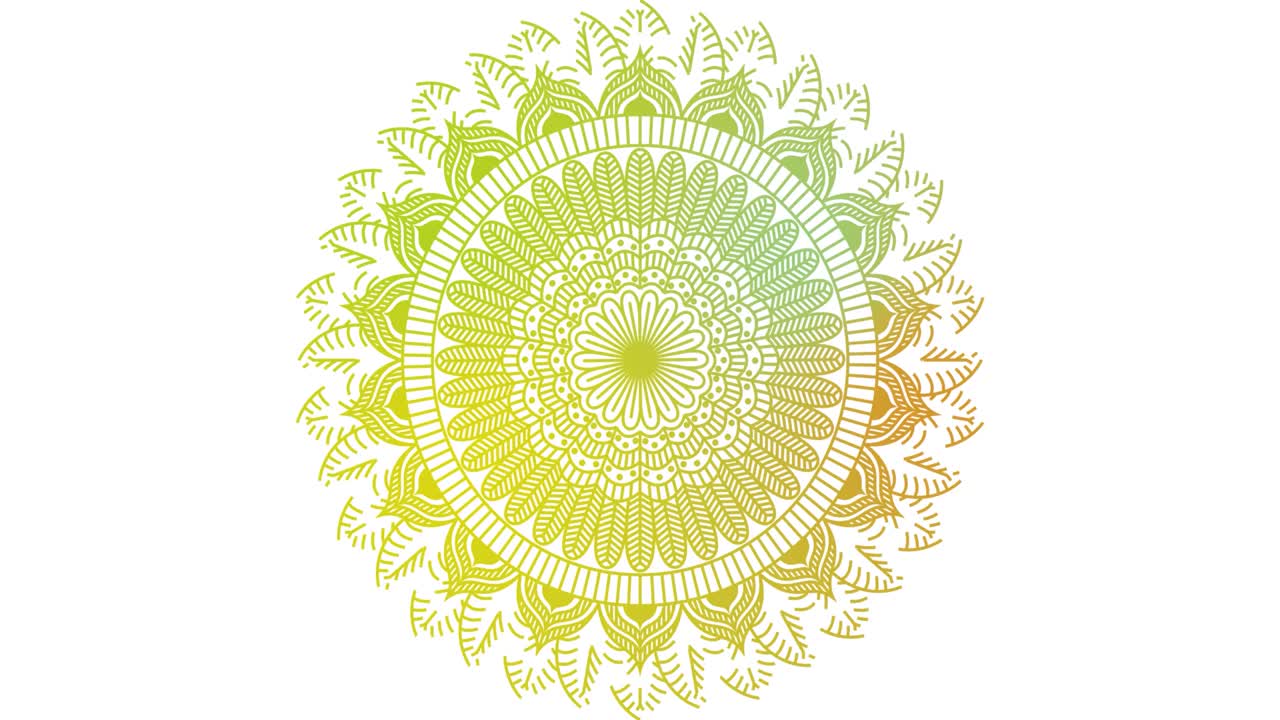 Disegno di mandala colorato su sfondo bianco, filmato 4K