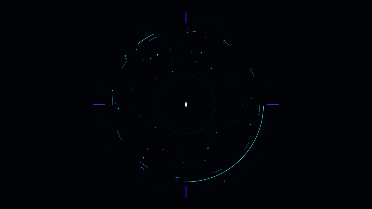 Abstract Digital HUD Interface with Rotating Circular Elements