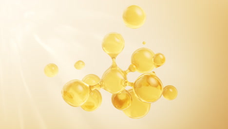 molecule and golden liquid bubble, 3d rendering.