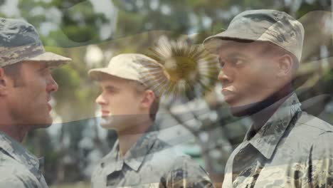 Waving-argentina-flag-against-soldier-saluting-his-army-sergeant-at-training-camp