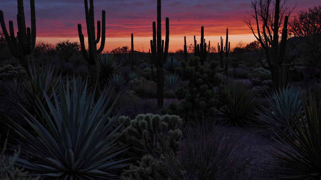 Desert Sunset with Cacti