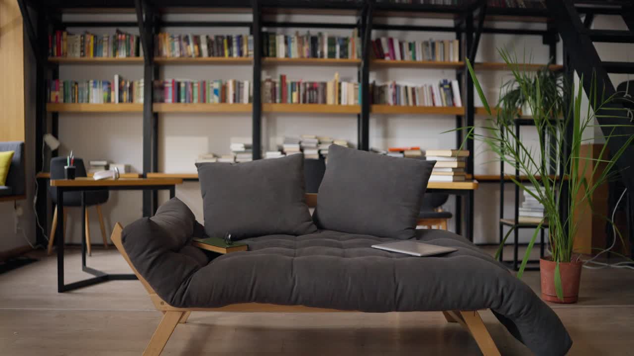 Modern Library-Style Co-Working Space with Sofa