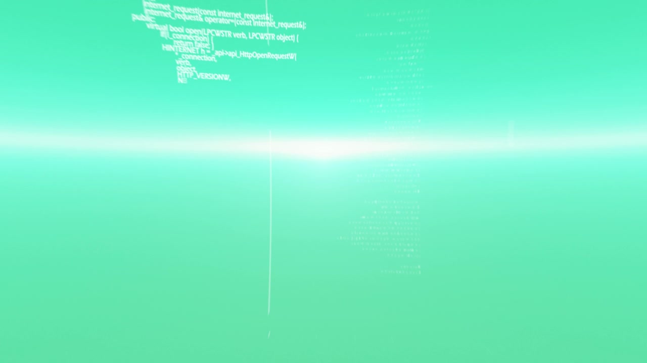 Abstract Digital Code Floating in Green Virtual Space