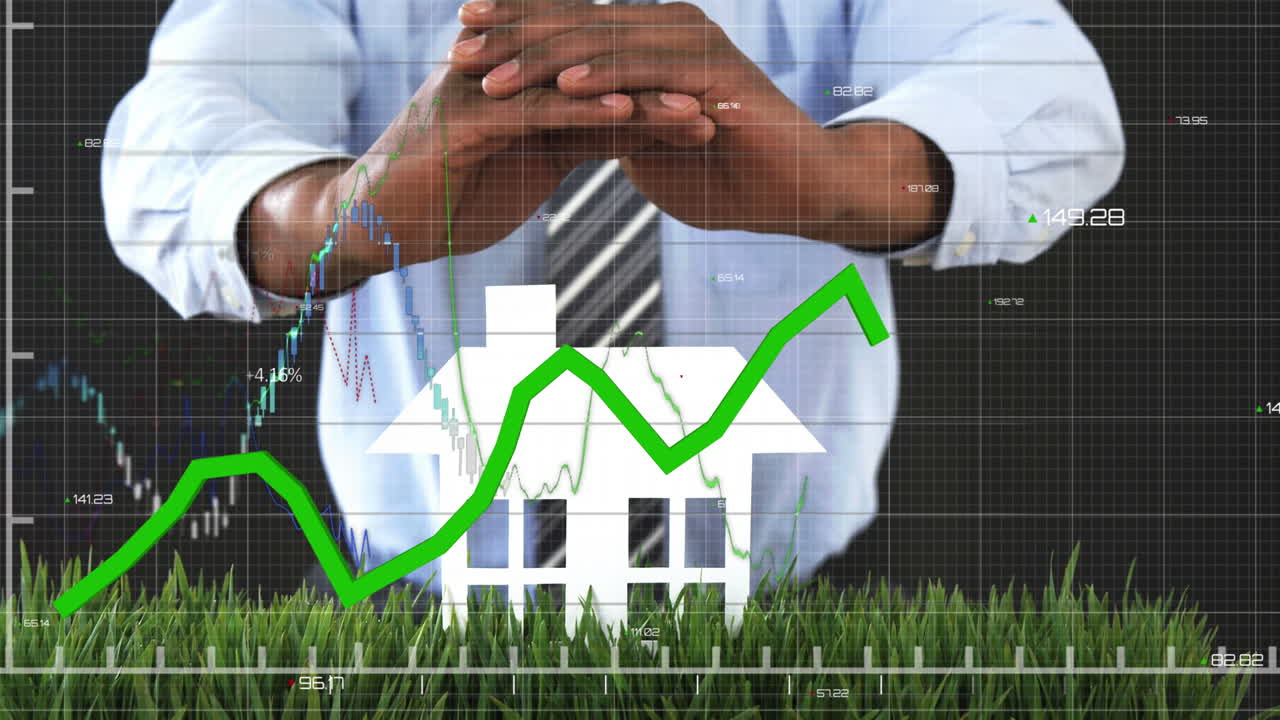 curva financiera sobre los hombres que protegen la casa.