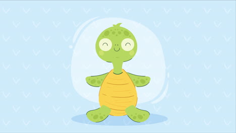 cute turtle seated character animation