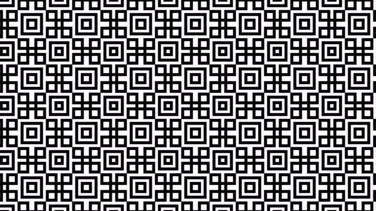 An elegant black and white geometric square tiles pattern mostly In the shade of black