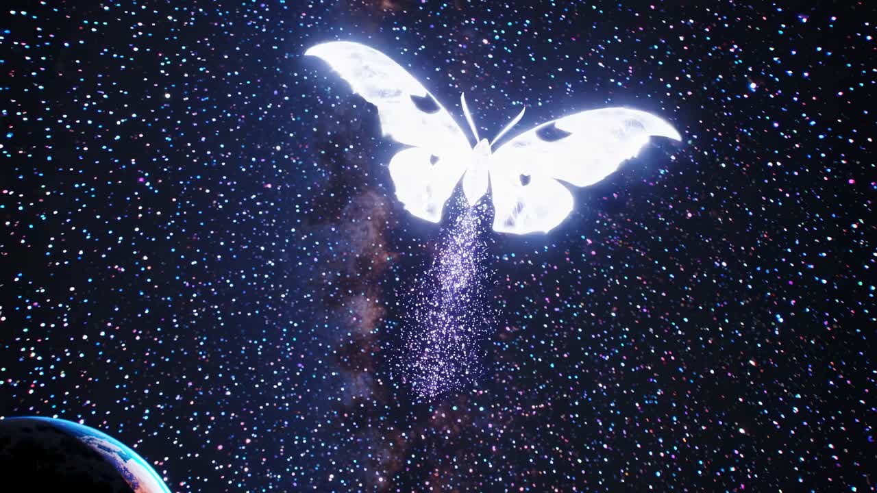 Glowing Butterfly in Space