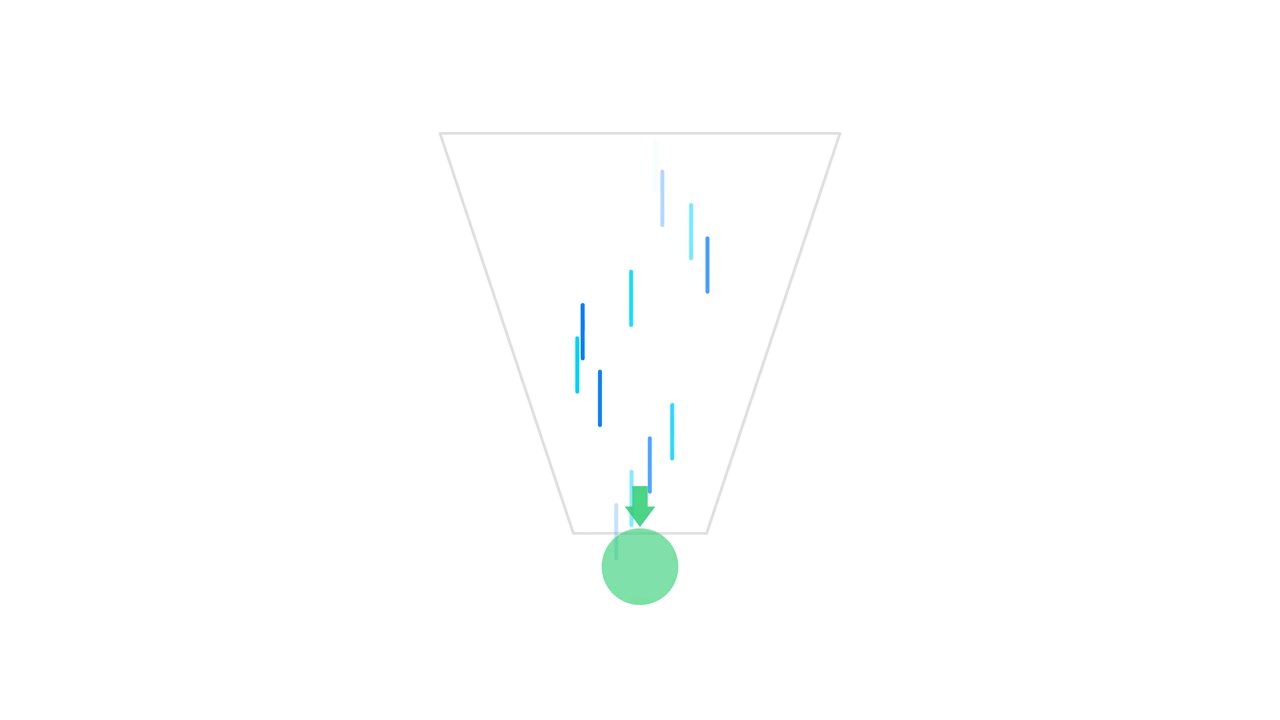 Animated Funnel Diagram Showing Data Processing Flow