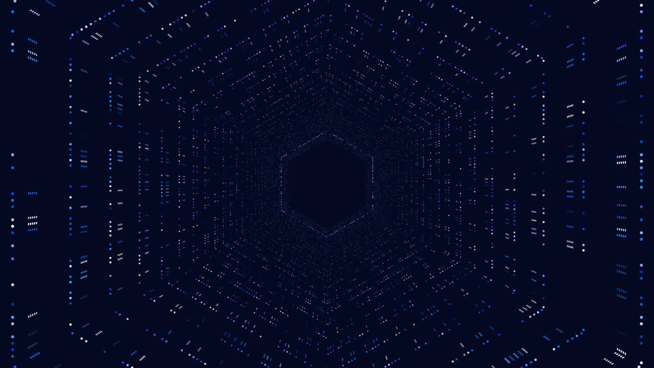 Zigzagging blue lines create mesmerizing tunnel with a captivating glow