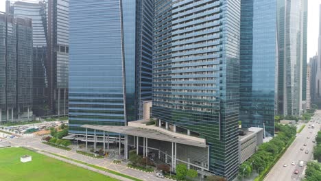 aerial view of modern skyscrapers in a city