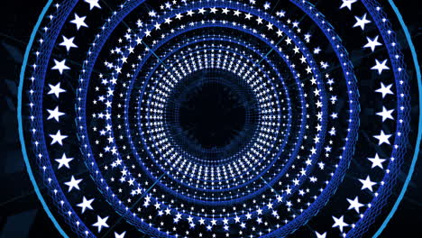 abstract blue moving background in loop, futuristic circular tunnel style, for stage design, visual projection mapping, music video, tv show, editors and vjs for led screens or fashion show