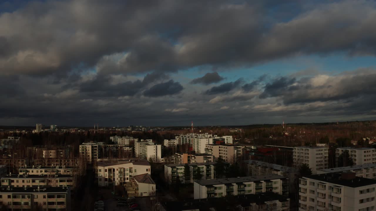 Aerial View of a City with Overcast Sky