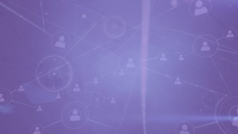 animación del procesamiento de datos e iconos sobre fondo azul