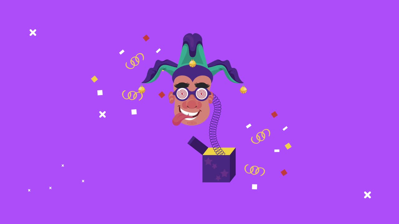 caja sorpresa de broma con el jefe hombre con sombrero de bufón saltando