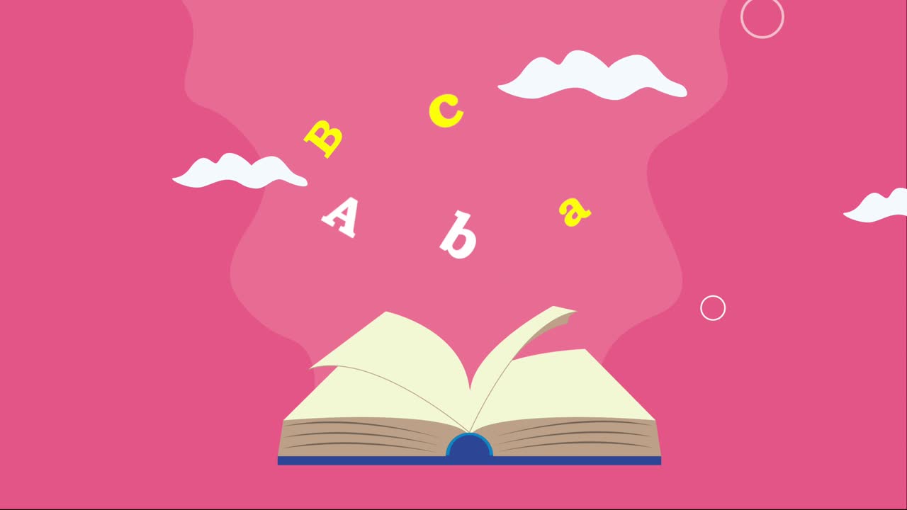 text book with alphabet animation