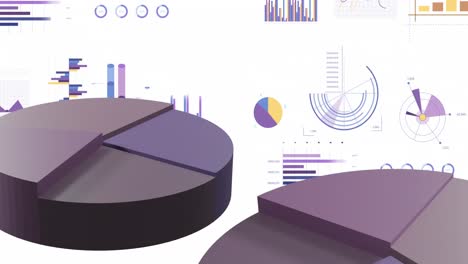 animación de estadísticas y procesamiento de datos financieros sobre fondo blanco