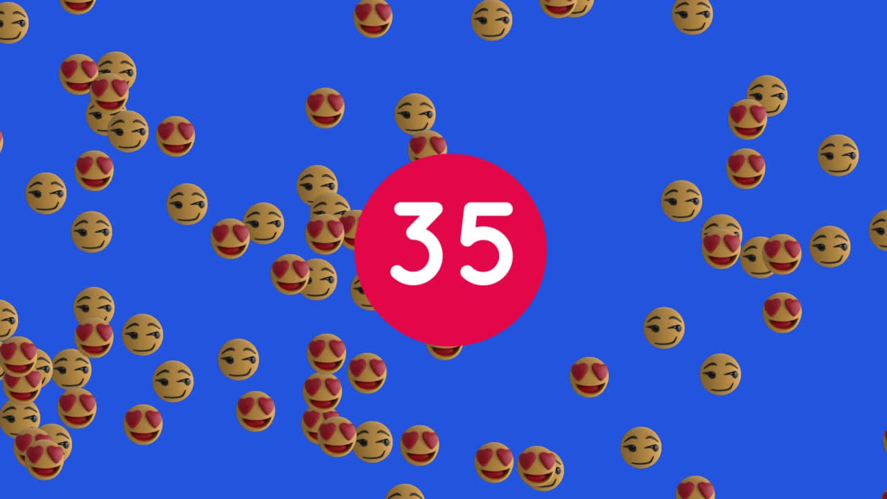얼굴 이모지와 함께 빨간색 원에 숫자가 증가합니다.