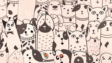 pattern wallpaper of cute cartoon dogs with various patterns and expressions fills frame