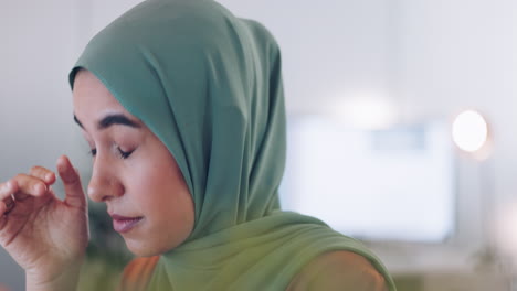 Woman-tired-in-hijab-with-face